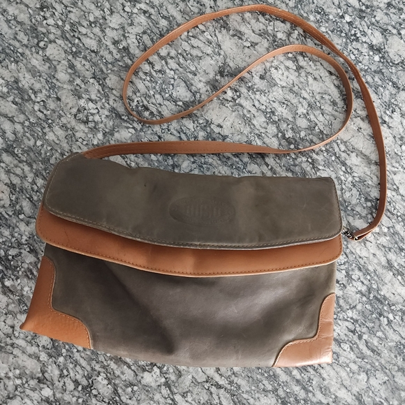 BUSH The Australian Collection Brown And Tan Kangaroo Leather Crossover Boho Bag - Picture 4 of 15